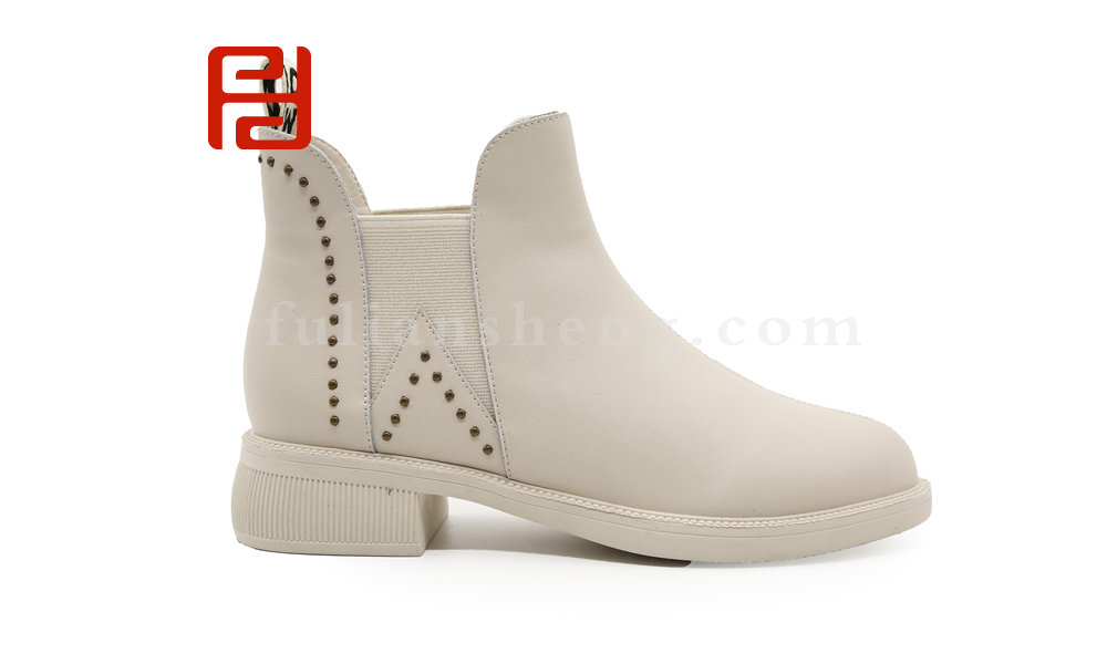 福连升2020冬季新款女牛皮真皮英伦风网红一脚蹬及踝靴图片