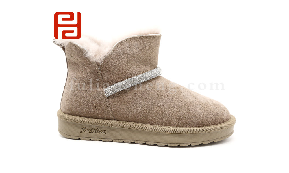 福连升休闲鞋女靴短靴棉鞋20冬季磨砂牛皮加厚保暖时尚雪地靴女图片