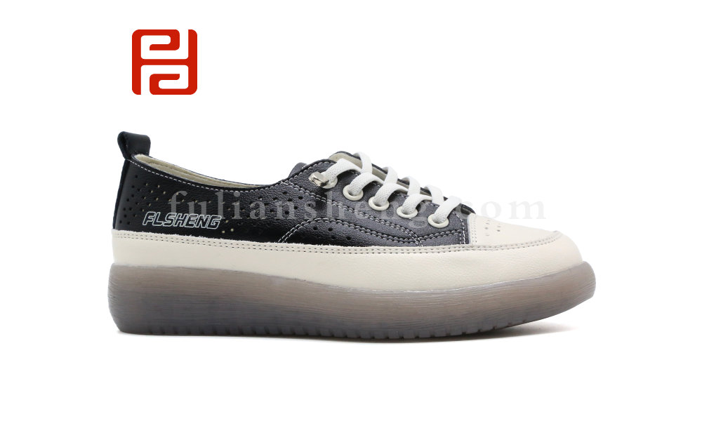 福连升夏季女鞋休闲生活休闲鞋皮面果冻底鞋子