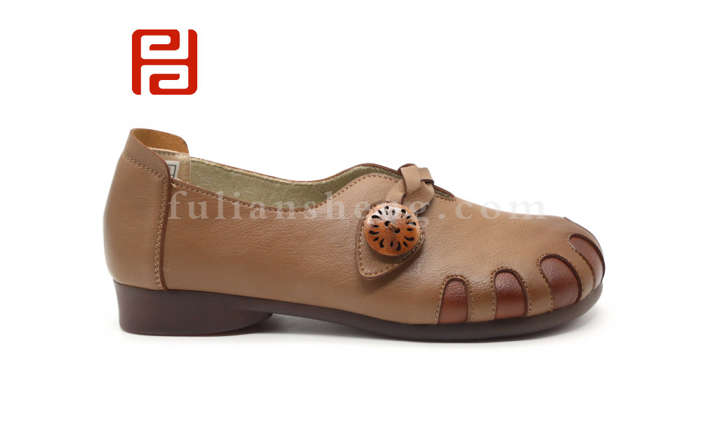 福连升休闲鞋女鞋舒适软牛筋平底妈妈鞋单鞋女式复古图片