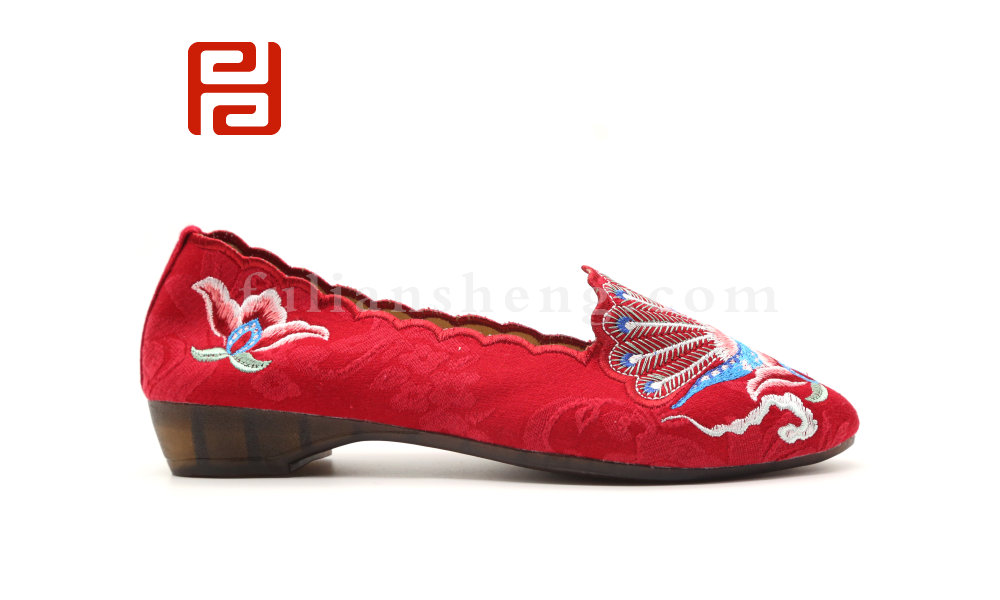 福连升老北京布鞋汉唐风韵绣花牛筋底舒适婚鞋女鞋