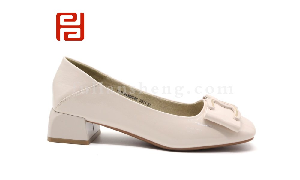 福连升休闲鞋浅口软底舒适棉麻女鞋春秋新款工作白搭粗跟图片