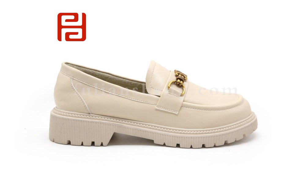 福连升休闲鞋女鞋英伦百搭粗跟厚底春秋乐福单鞋图片