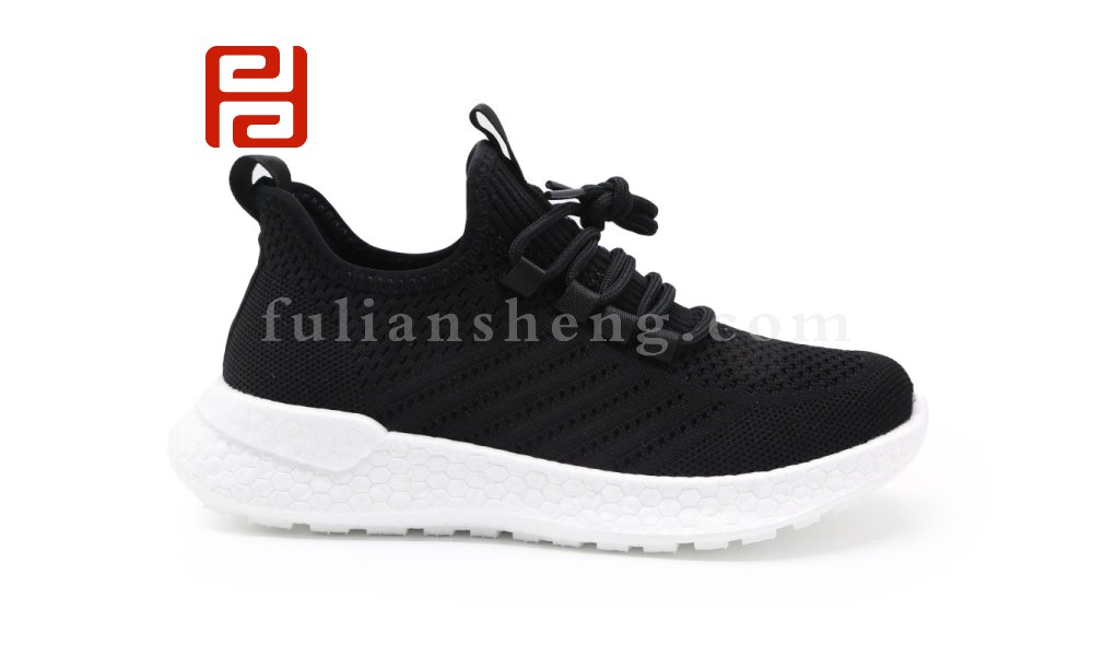 福连升休闲运动女鞋飞织透气轻便爆米花鞋底