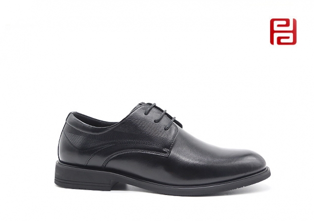 福连升正装商务皮鞋黑色橡胶底工装鞋细腻光泽正装男鞋