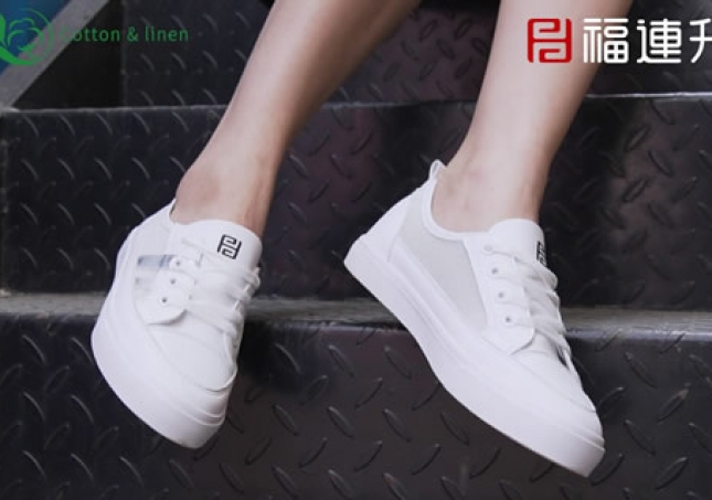 福连升夏季女鞋透气网布平底休闲板鞋舒适小白鞋FLB-92163362