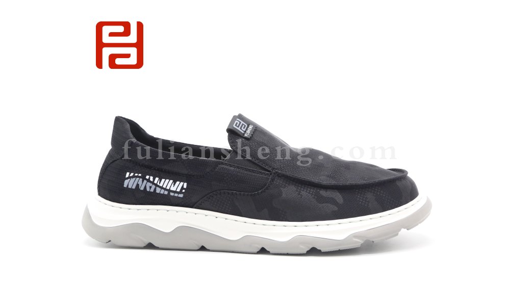 福连升春季休闲男鞋一脚蹬雨伞布软底轻便男单鞋