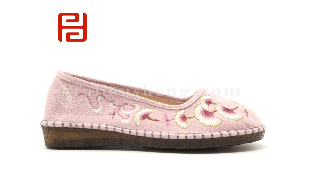 福连升布鞋中国风休闲鞋麻布牛筋底舒适绣花女单鞋